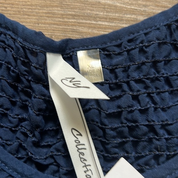 NY COLLECTION Sleeveless Textured Smocked Tiered Maxi Dress Navy size XL NWT - Picture 4 of 8